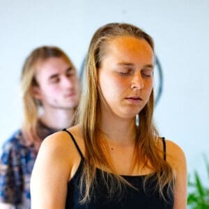Couples doing Osho Dynamic Meditation at Tantra Yoga retreat in Sweden